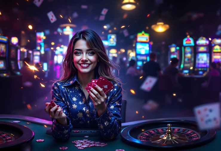 Studio Super Sic Bo dengan dealer dan tiga dadu dalam wadah kaca di platform berlin303